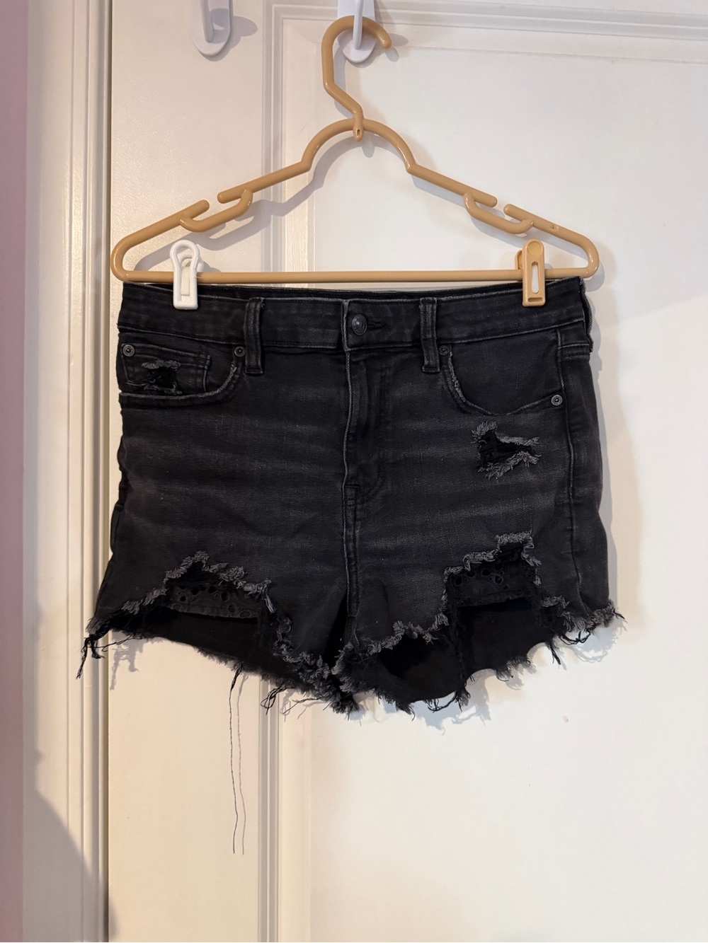 American Eagle Outfitters Black Distressed Denim Cutoff Shorts